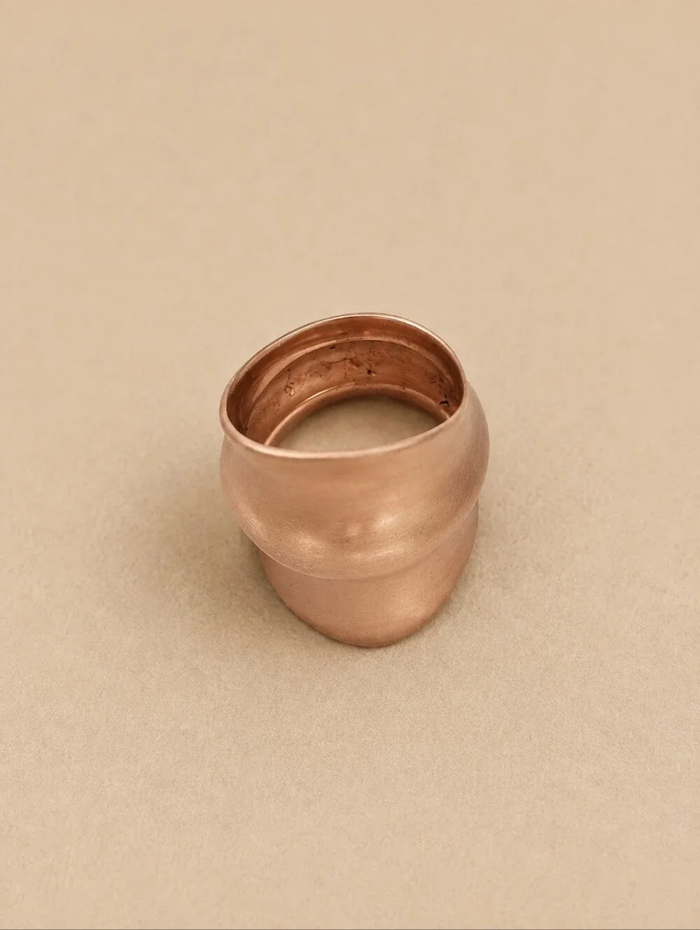 Matte Gold Sculptural Statement Ring Size 5.5 | Modern Abstract Wide Band